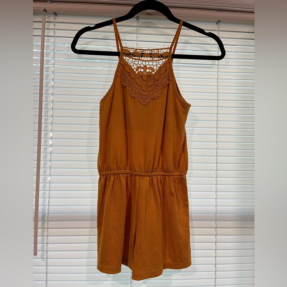 Mudd Mustard Lace Girls Romper
